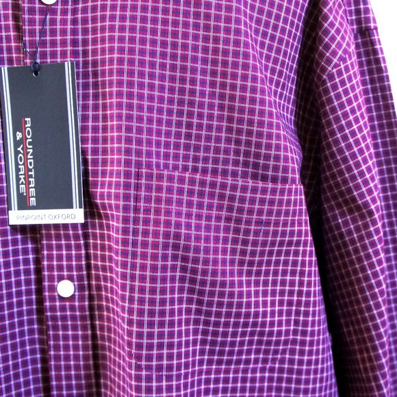 Roundtree & Yorke Purple Check Button Down Shirt - Picture 8 of 9